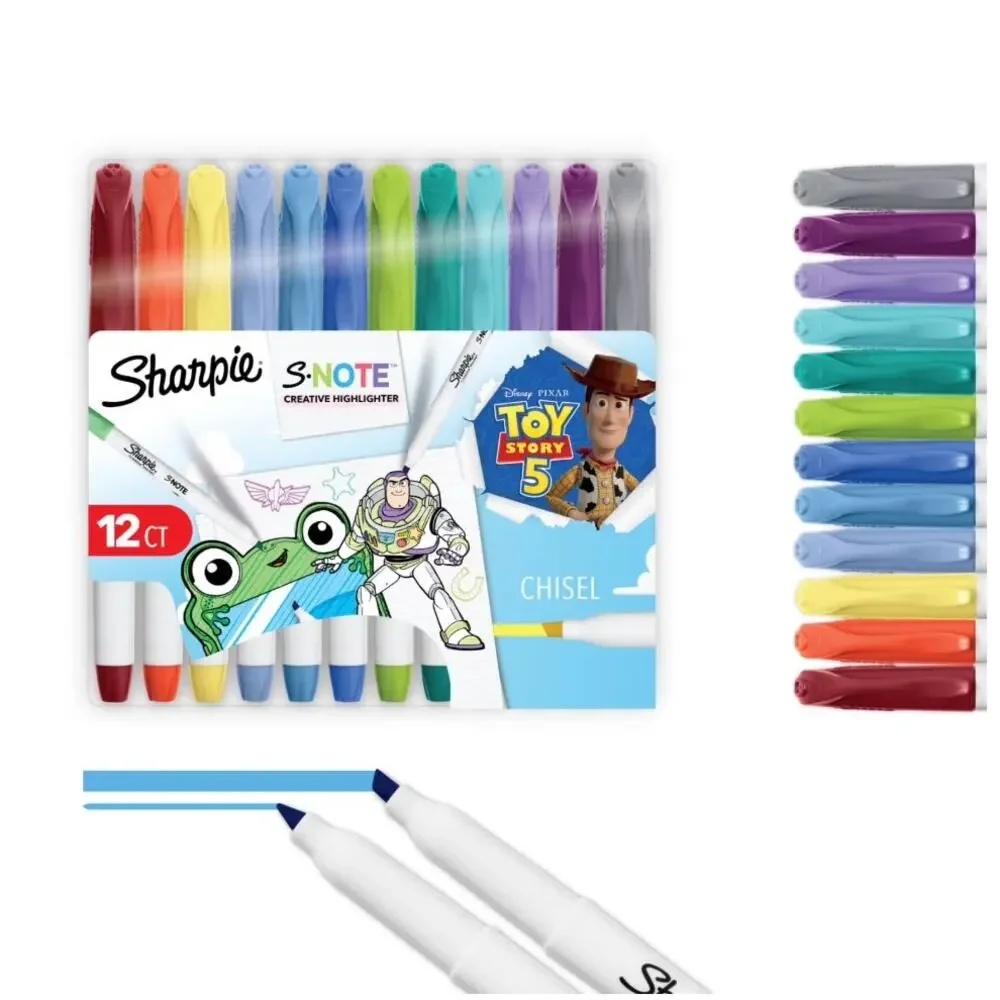 Sharpie S-Note Creative Highlighters Toy Story 5 Packaging Chisel Tip  12 Count